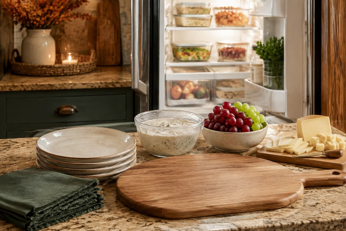 Make-ahead Halloween party snacks prepared in a home kitchen