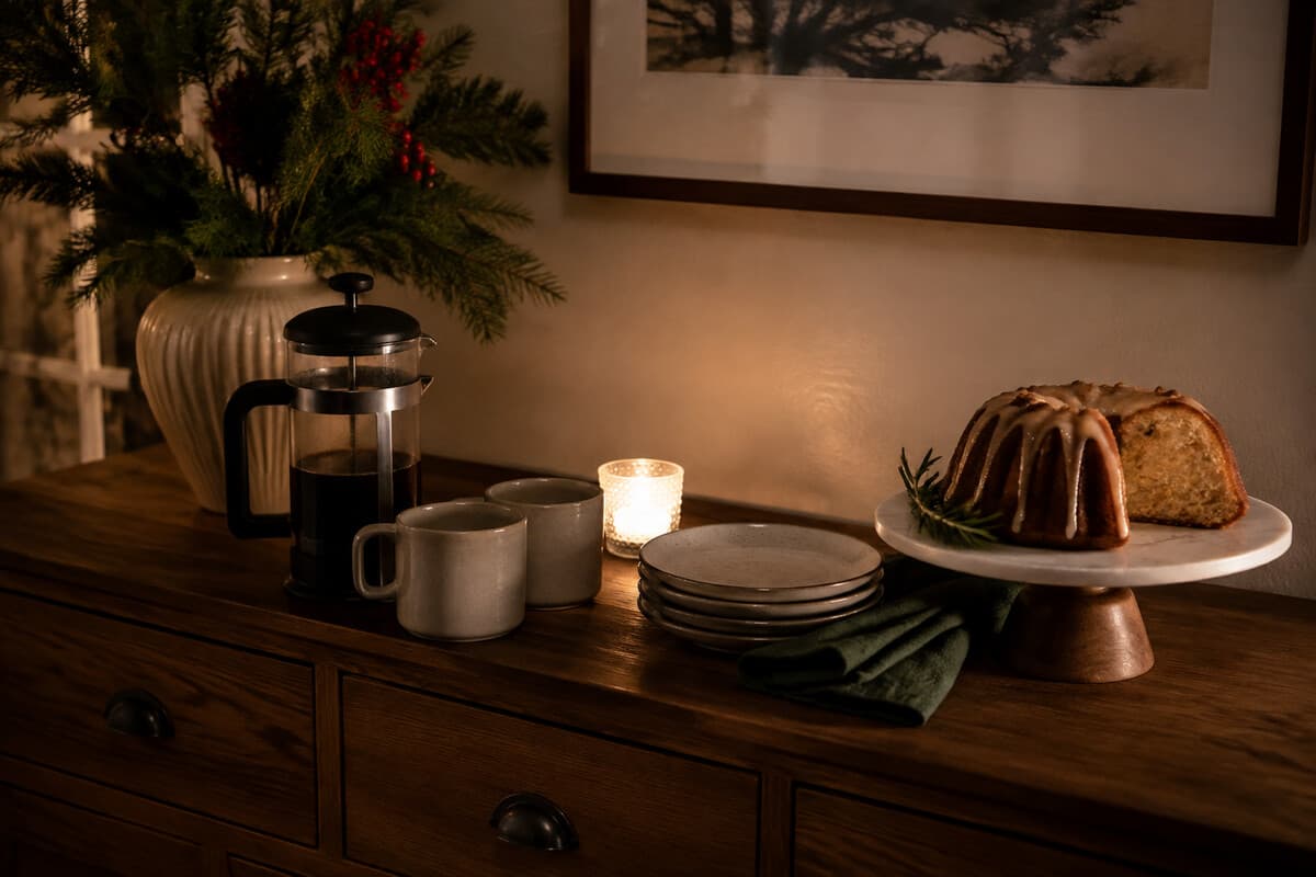 A simple dessert and coffee station for after a relaxed dinner party