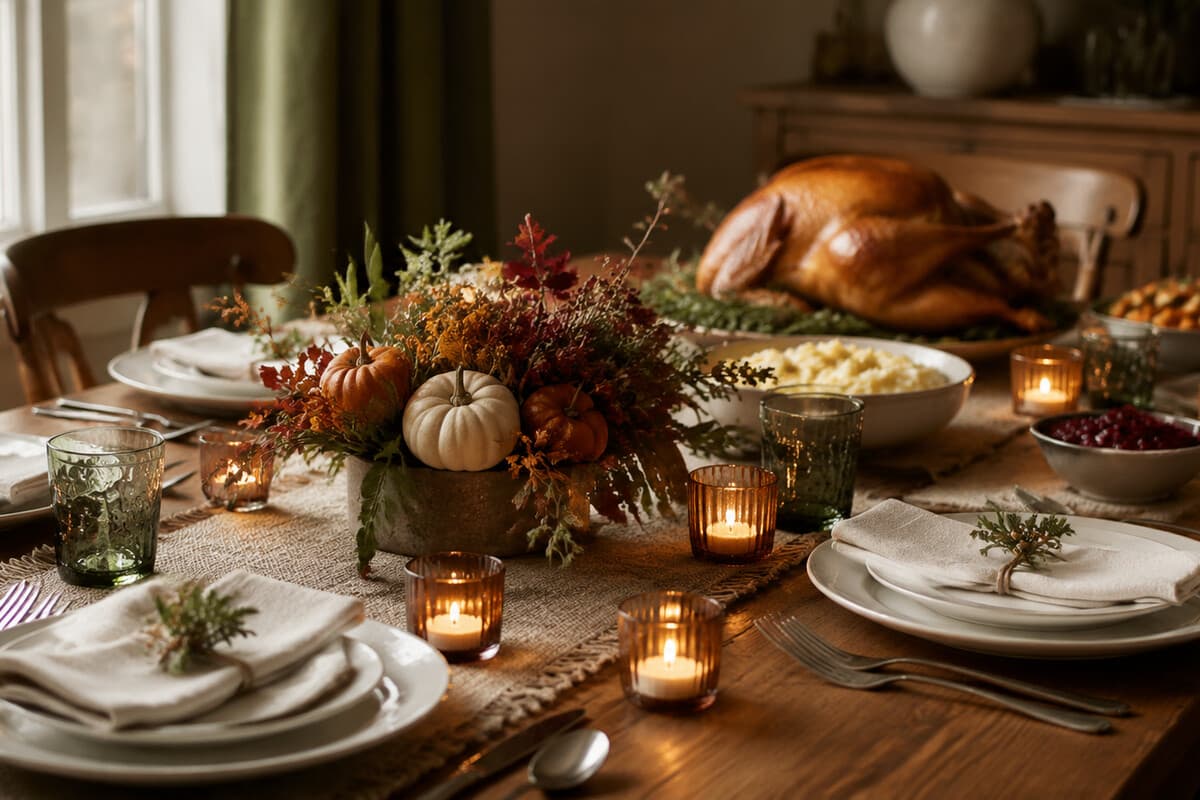Covered Thanksgiving sides stored ahead in a home refrigerator