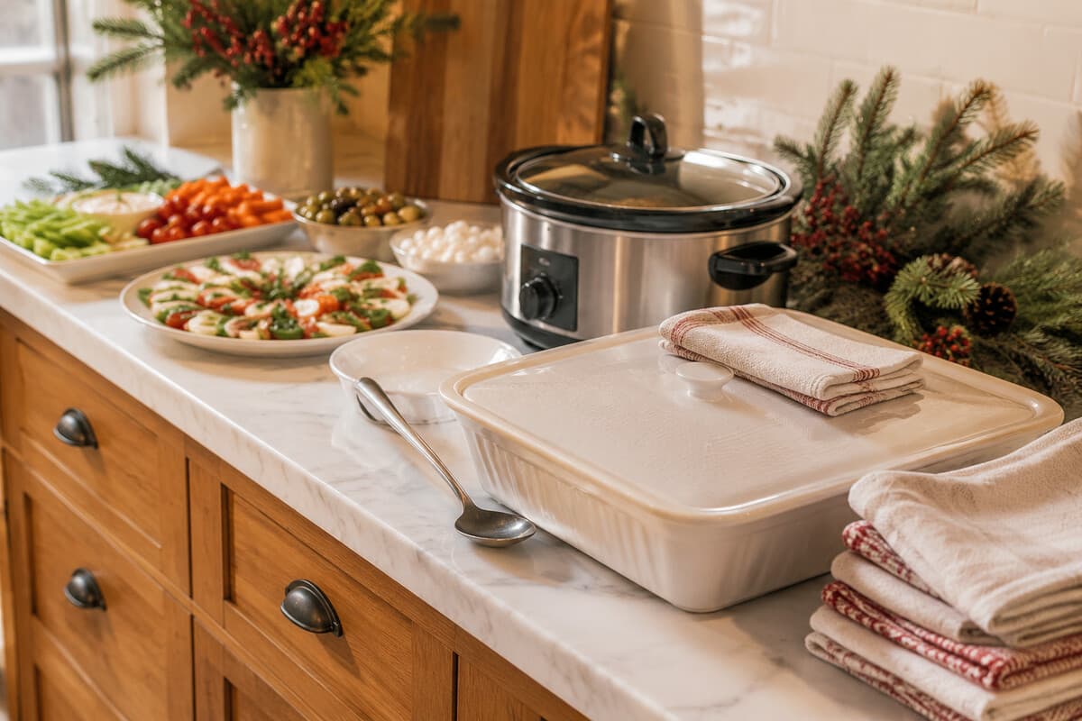 A simple hot-holding setup for Christmas party food